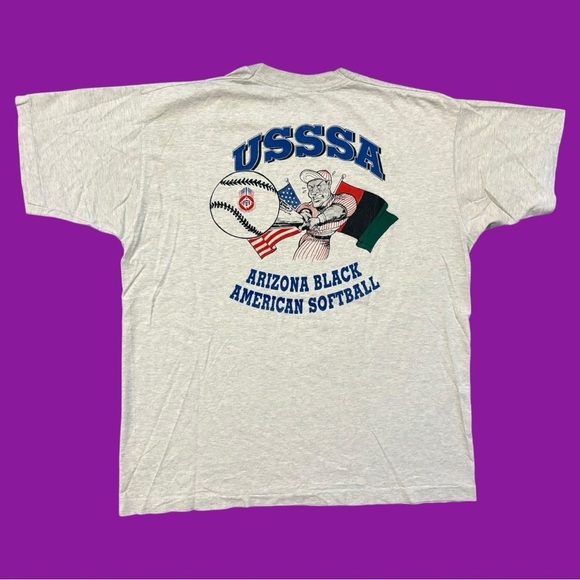 Fruit of the Loom Other - 90s Black American Softball Tee